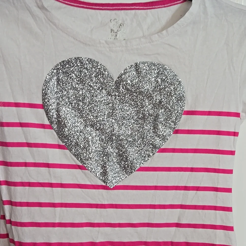 ☀️The Children's Place heart Graphic stripes mixed media dress medium